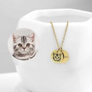 Custom Cat / Dog Portrait Dual Charm Necklace, Personalized Pet Themed Coin Necklace, Best Custom Gifts For Pet Lovers & Pet Owners