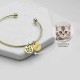 Personalized Pet Portrait Bangle Dual Charm, Custom Dog / Cat Photo Engraved Bracelet, Unique Holiday Gift Pet Memorial Gift for Dog Mom & Cat Mom
