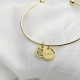 Personalized Pet Portrait Bangle Dual Charm, Custom Dog / Cat Photo Engraved Bracelet, Unique Holiday Gift Pet Memorial Gift for Dog Mom & Cat Mom