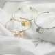 Personalized Pet Portrait Bangle Dual Charm, Custom Dog / Cat Photo Engraved Bracelet, Unique Holiday Gift Pet Memorial Gift for Dog Mom & Cat Mom