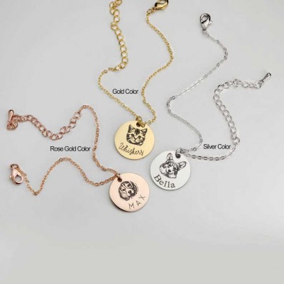 Custom Single Charm Pet Portrait Bracelet, Personalized Dog / Cat Photo Engraved Bracelet, Best Custom Gift For Pet Lovers & Pet Owners