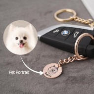 Personalized Single Charm Pet Portrait Keychain Custom Key Ring For Pet Lovers Pet Memorial Gift 