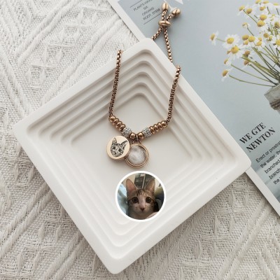 Personalized Adjustable Pet Ash Fur Storage Bracelet Portrait Carving Pet Memorial Bracelet