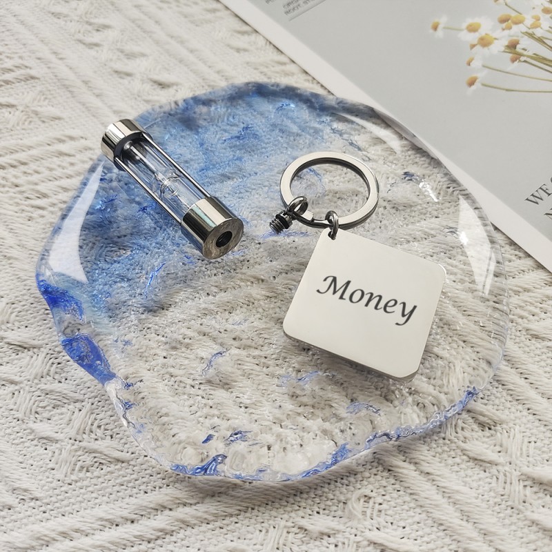 Personalized Pet Ash Hourglass Keychain Pet Memorial Keepsake Cat Dog Rabbit Hamster Key Ring Cremation Jewelry