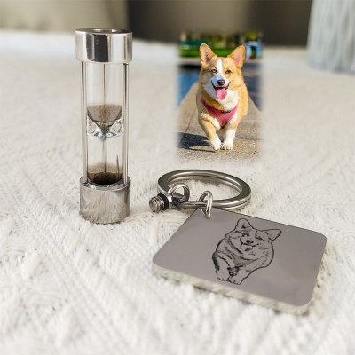 Personalized Pet Ash Hourglass Keychain Pet Memorial Keepsake Cat Dog Rabbit Hamster Key Ring Cremation Jewelry