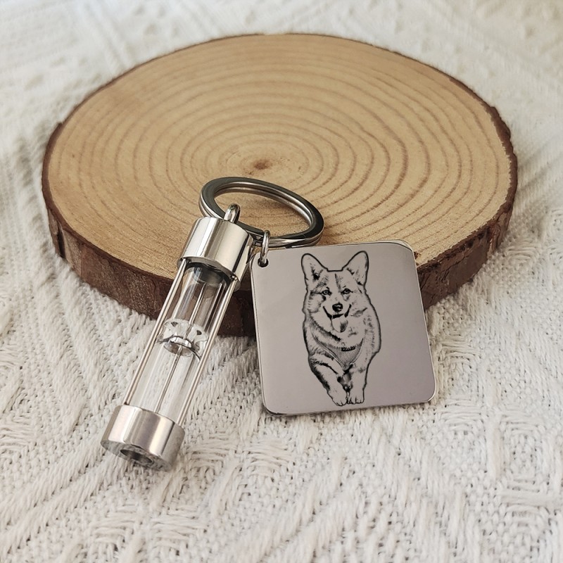 Personalized Pet Ash Hourglass Keychain Pet Memorial Keepsake Cat Dog Rabbit Hamster Key Ring Cremation Jewelry